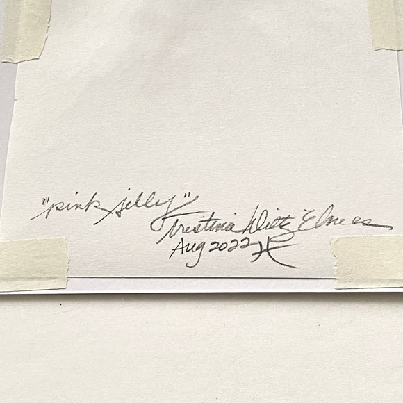 Pink Jelly - Original Wall Art Watercolor Painting Matted Frame Ready 8”x10” - Picture 5 of 6